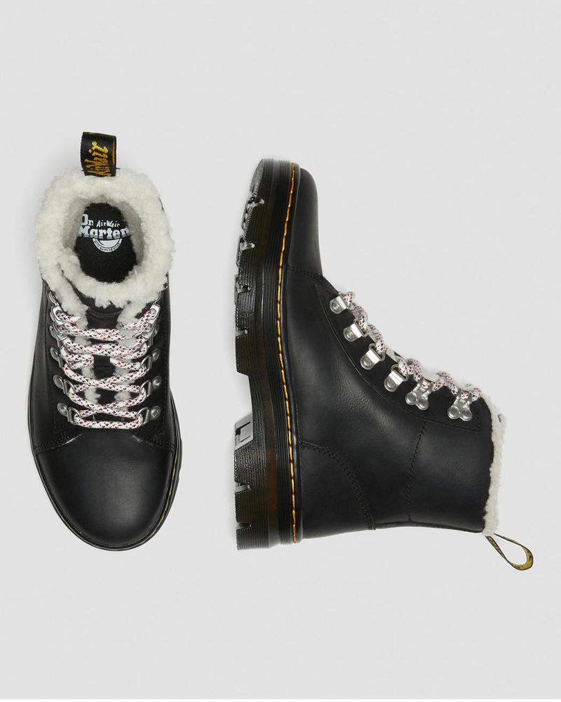 Women's Dr Martens Combs Faux Shearling Lined Ankle Boots Black | AU 47KOR